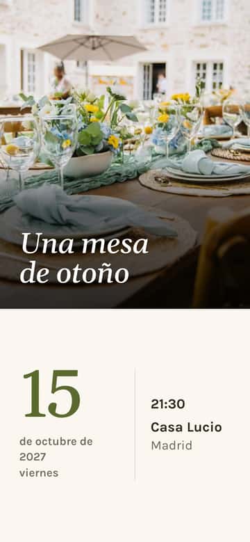 Invitaciones para cenas – Mesa de cosecha