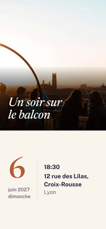 Invitations de crémaillère – Soir au balcon