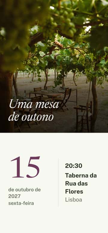 Convites de jantar – Vinha