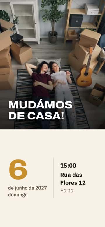 Convites de inauguração da casa – Mudámos